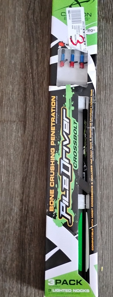 PileDriver 20in LOT OF 3 Fletched Carbon Crossbolt 4in Vanes Lighted NOCK
