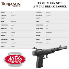 Benjamin Trail Mark II .177 Cal Break Barrel Air Pistol Pellet Gun + 250 Pellets