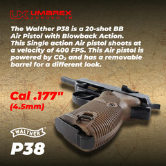 Umarex Walther P38 CO2 .177 Caliber Blowback Air Pistol 2252730 w/ BBs and CO2