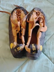 La Sportiva Mythos Climbing Shoes Mens 10 Beige Leather Rock Climbing Italy