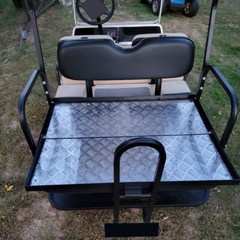 For 1982-2000 Club Car DS Golf Cart Flip Folding Rear Seat Kit w/ Grab Bar black