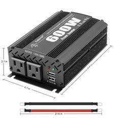 600W Power Inverter DC 12V to AC(2 Outlets) 110V Car Charger Plug Inverter Ad…