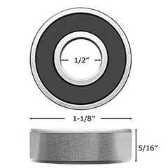 1/2 inch Bearings, 1/2 x1-1/8 x5/16 inch R8-2RS Double R8-2rs(10 Pack) 10