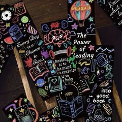 12Pcs Random Colorful Inspirational Quote Cartoon Graffiti Reading Bookmarks