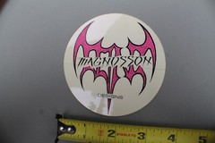 Magnusson Designs Clear Neon Pink Gothic Bat Z86A Vintage Skateboarding STICKER