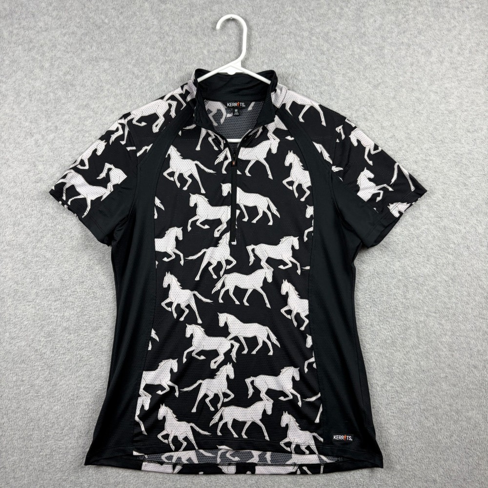 Kerrits Riding Shirt Womens Medium Aire Ice Fill 1/4 Zip Horse Equestrian Mesh