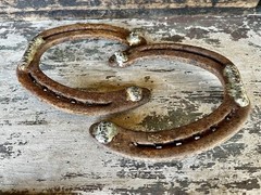 Hand-Forged Pair of 2 Studded Cast Iron Lucky Draft Horseshoes-Farmhouse Decor