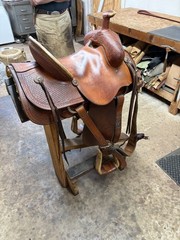 Corriente 15” Ranch Roping Saddle Basketweave Tooled Leather w/ Back Cinch