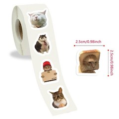 Roll of 500 Cat Face Stickers – Adhesive Decorative Seals for Envelopes & Crafts