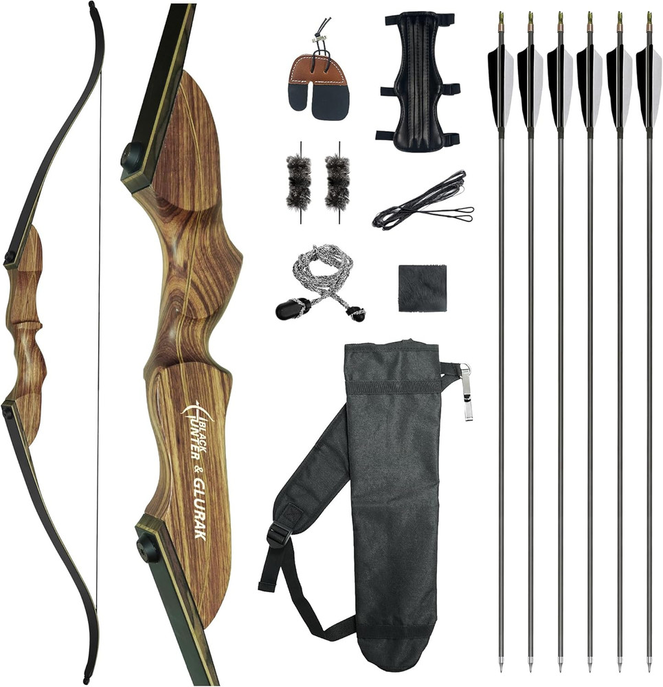 Black Hunter 60» Takedown Recurve Bow Set for Hunting and Target Practice