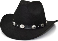 Western Cowboy, Cowgirl Hat, Silver Strap, Men Women Retro Wide Brim, Adjustable