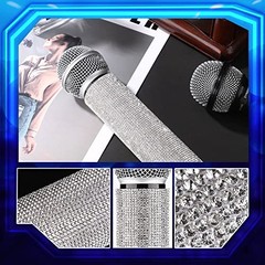 Mic Not Include Rhinestones Microphone Sleeve, Crystal Wireless Mic Silver