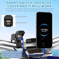 Motorcycle USB Charger, Dual USB Type C 30W PD & QC 3.0 Motorcycle Phone