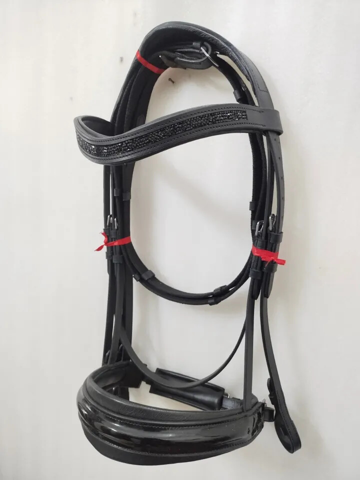Shimmer Patent Dressage Leather Bridle Brow-band Leather Softy Padding Free Ship