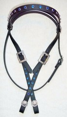 Bridle Headstall Western Beta Bio-thane Bling BLUE Rhinestones Barrel Race