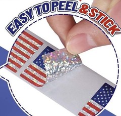 30Pcs Glitter American Flag USA Patriotic Adhesive Label Waterproof Stickers