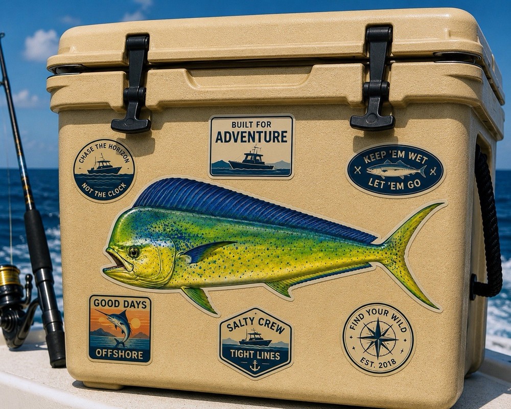 Mahi Mahi FISH Sticker Fishing Decal Car Bumper Cooler Tackle box Kayak Boat