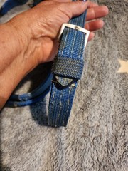 Equestrian Rubber Grip Schooling Reins With Buckle Ends..blue Nylon..apprx 10 Ft