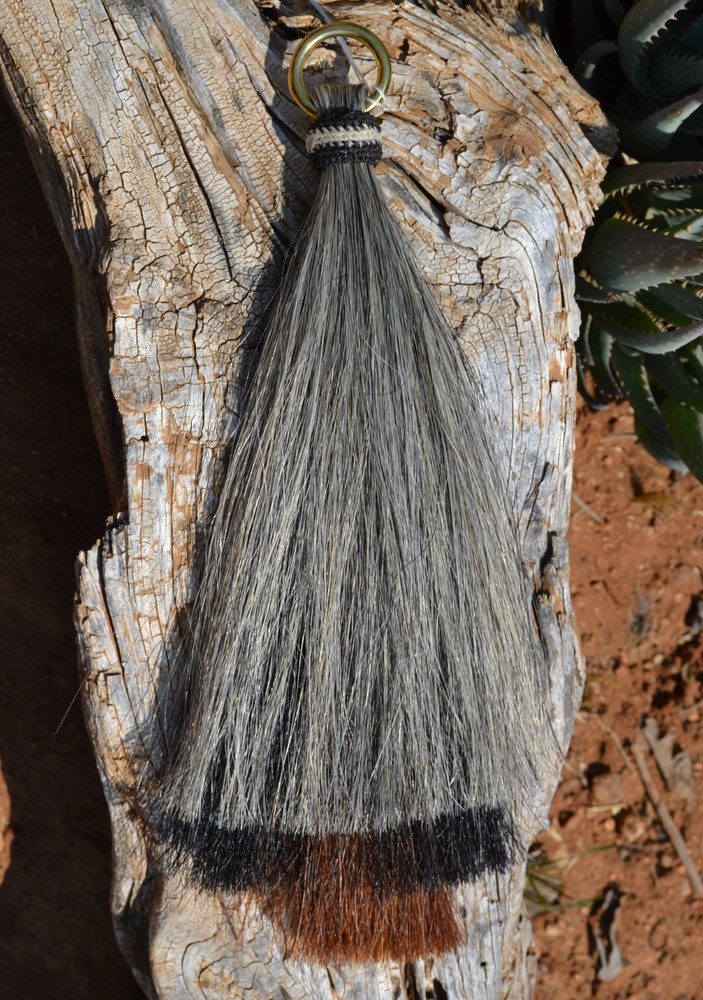 Horse Hair Shoo Shu-Fly Tassel Three Bell Mule Tail Cut -Grey/Black/Chestnut-12″