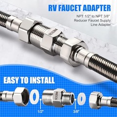 2 Pack Rv Faucet Adapter, NPT 1/2″ x 3/8″ Reducer Faucet Supply Line Adapter,