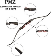 PMZ Recurve Bow and Arrow, Hourse Hunting Bow, 60» Wooden Takedown Bow,35lbs