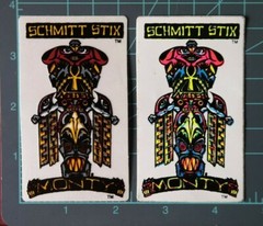 Schmitt Stix Monty Nolder vintage 1986 Totem skateboard NOS sticker x 2