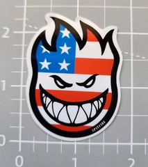 Spitfire Logo ~ 2″ Vinyl Sticker Decal ~ Skate Board Wheels ~ Bighead USA Flag