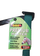 NEW Premium BMB Horse Halter Solid Brass Hardware Medium 800-1100lbs GREEN