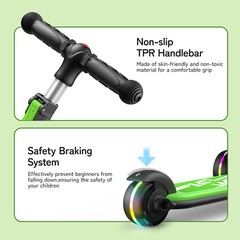 Besrey Kick Scooter 3 Wheel Scooter for 2-10 Years Girls and Boys,Green