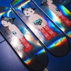 ✨NEW/SEALED✨ Astro Boy x Bait Skateboard Deck 3 Piece Set (Silver, Glow in Dark)