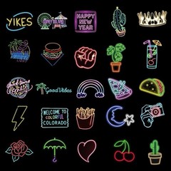 50Pcs Random Cool Neon Waterproof Vinyl Stickers For Water Bottle Laptop