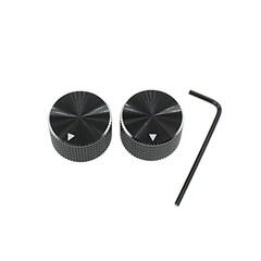Rotary Potentiometer Control—Black Aluminum Alloy—Volume Audio Knob—2 Pieces