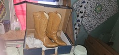 Tony Lama Women’s Western Cowboy Boots Tan Leather Pointed Toe 6B J 3207
