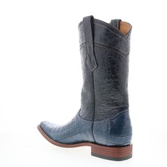 Los Altos Square Toe Caiman Belly Boot Mens Blue Wide Cowboy Western Boots