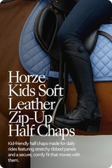 Unisex Soft Leather Zip-Up Equestrian Kids Half Chaps for Horseback Riding | See