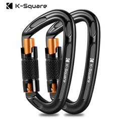 2 AutoLocking 24kN Carabiner Clips Heavy Duty Aluminum DRing Twist Lock Climbing