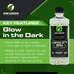 Aim Green Tracer Biodegradable Airsoft BBS, Glow-in-The-Dark BBS, 3,000 Count…