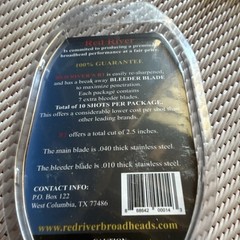 Red River R1 Broadhead 125 Grain Razor Sharp Blades Silver Red Arrowhead 6pk
