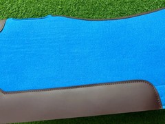 Blue Wool Felt Saddle Pad with Leather | Western Riding Pad | 30X30″ & 32X32″