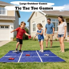 2-in-1 Outdoor Giant Tic Tac Toe Bean Bag Toss Games for Kids Blue