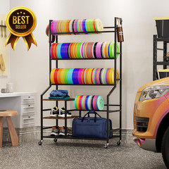 5 Tier Disc Golf Storage Rack with Wheels Hooks Organizer