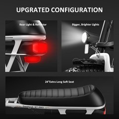 Electric Scooter with Seat Basket 45Miles 48V 16″ Fat Tire For Adults Teens Pet