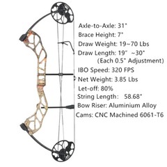 Adjustable 19-70lbs Compound Bow Kit 320fps Archery Hunting Target Shooting RH
