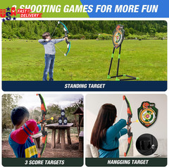 2 Pack Bow and Arrow for Kids, LED Light up Archery Set with 24 Suction Cup Arro