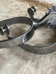 Adult Size Chrome Spurs with Jingle Bobs On Oversized Silver Rowels PAIR