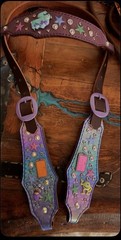 Lonesome Ranch Leather A 23-19 Leather Bling Purple Headstall