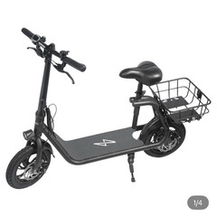 Phantomgogo R1 Seated Electric Scooter 450W Black Folding Basket Front LED