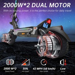 2000W*2 Dual Motors 1300Wh Electric Scooter 11″ Folding EScooter 42MPH For Adult
