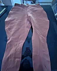 Women’s Dark Tan Riding Breeches Pants Knee Patch Equestrian 32×23