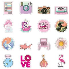 50 Pink girl cute teens Stickers for Water Bottles Laptop Hydro Flask